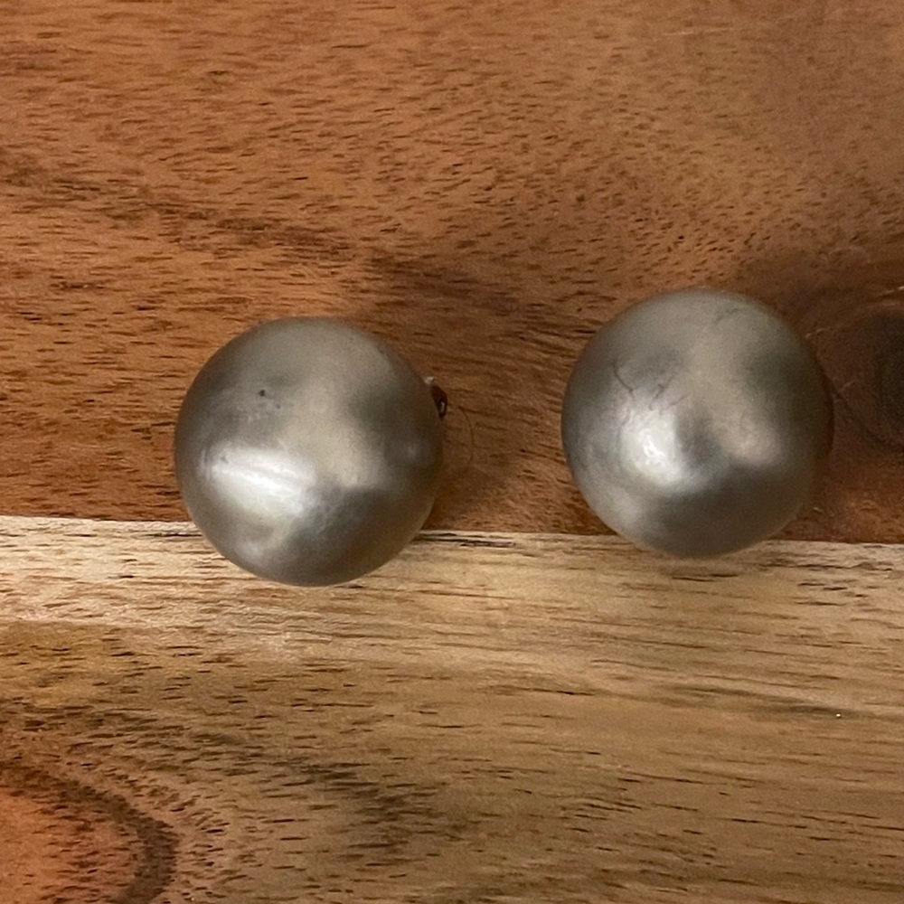 Matte Silver Round Button Clip-On Earrings
